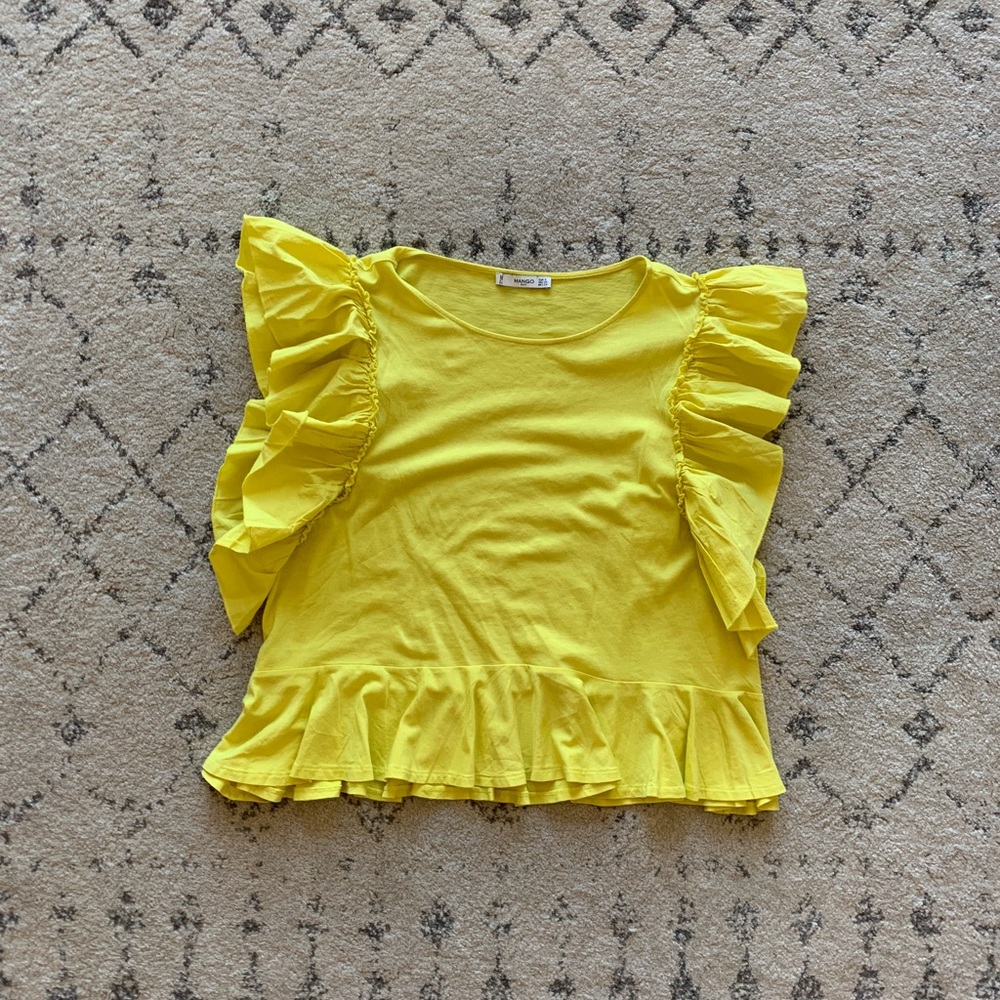 ASOS Mango Yellow Ruffle Blouse